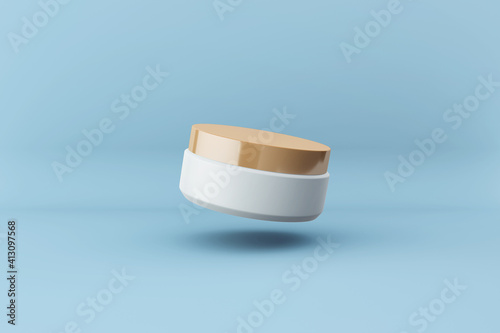 Realistic floating cosmetic face cream jar mockup template