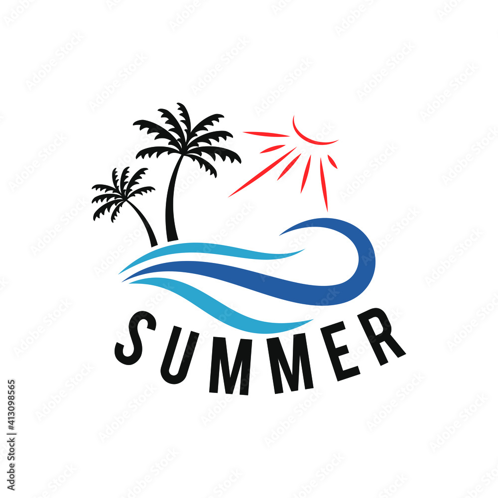 sea and summer logo, icon and illustration