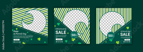 Collections of social media post templates for St.Patrick's Day, sales promotions on St. Patrick's day and have a lucky day.
