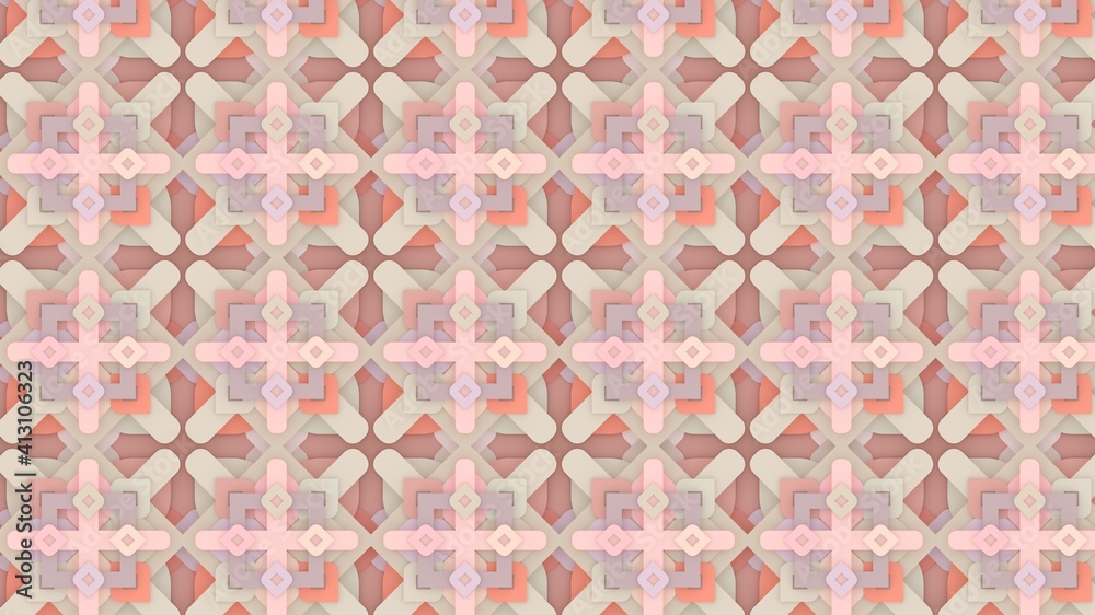 3d Seamless Abstract Geometric Pattern in Pink–Coral and Beige Color Tone 3d Seamless Abstract Geometric Pattern in Pink–Coral and Beige Color Tone
