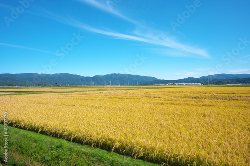 Beautiful countryside of Japan on a sunny day