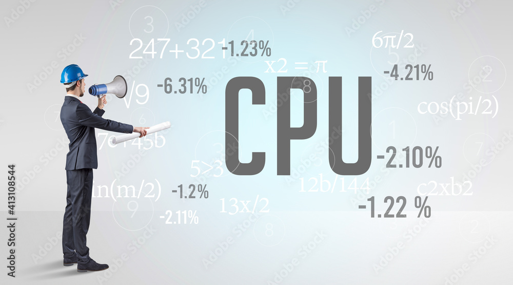 Technology Engineer in hard hat with CPU abbreviation