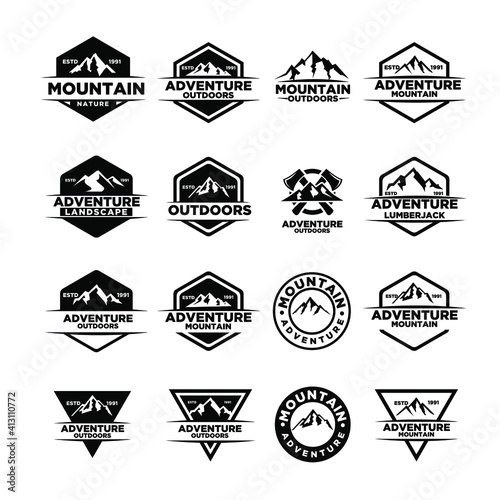 Mountain adventure outdoor badge logo icon design