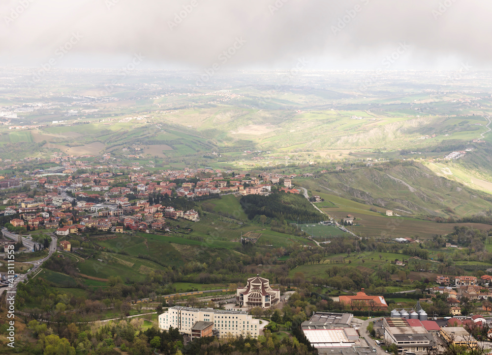 View from the mountain in San Marino. Italy
