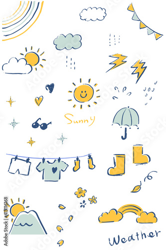                                                                               Loosely drawn weather illustration set