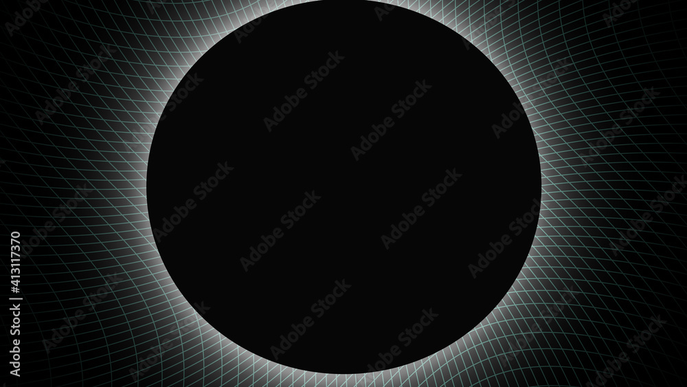 Black hole with light is on the grid. Hyperspaces jump in the space. Abstract background. Cosmos traveling.
