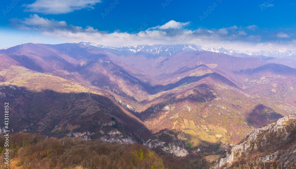 Autumn landscape, with beautiful lights and colors in the mountains Autumn landscape, with beautiful lights and colors in the mountains