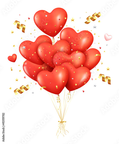 Realistic bounce red balloons