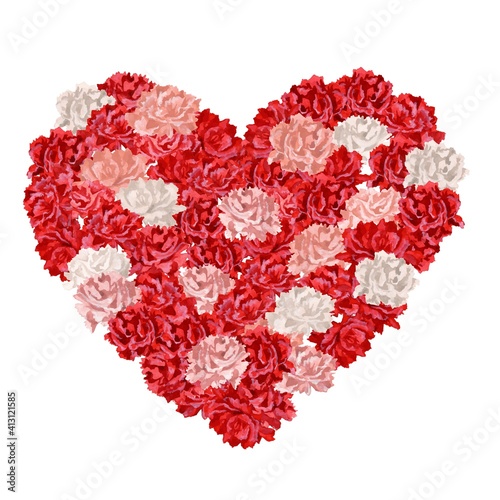 A heart made of carnation flowers