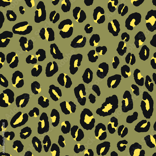 Abstract modern leopard seamless pattern. Animals trendy background. Brown and black decorative vector stock illustration for print, card, postcard, fabric, textile. Modern ornament of stylized skin.