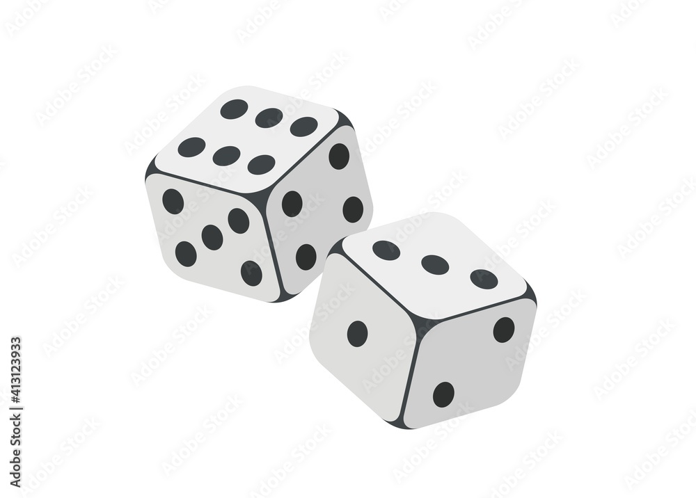 Pair of dice on white. Simple flat illustration Pair of dice on white. Simple flat illustration