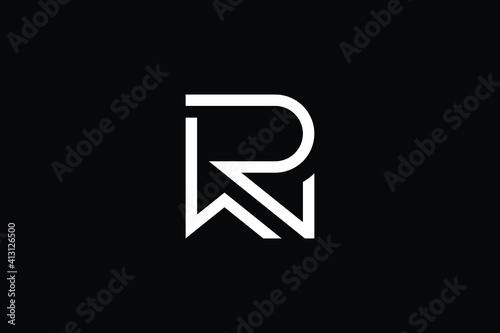 WR logo letter design on luxury background. RW logo monogram initials letter concept. WR icon logo design. RW elegant and Professional letter icon design on black background. W R RW WR photo