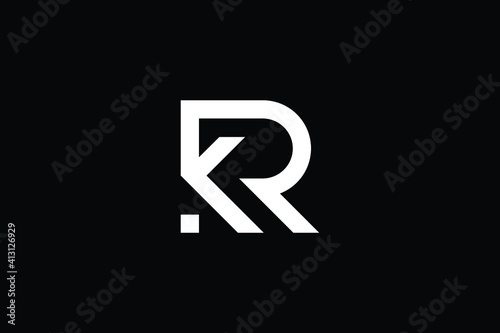 RK logo letter design on luxury background. KR logo monogram initials letter concept. RK icon logo design. KR elegant and Professional letter icon design on black background. K R RK KR