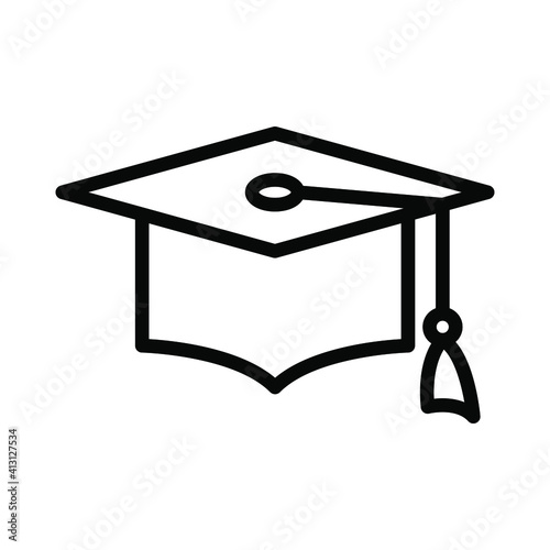 Mortarboard graduation hat icon vector graphic illustration
