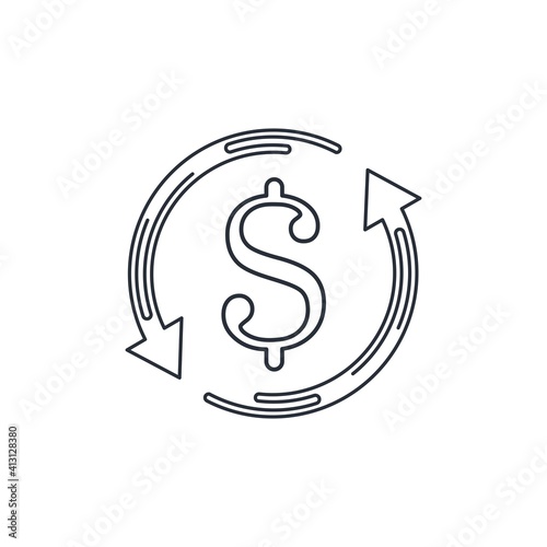 Money transfer  symbol. Currency exchange, financial investment service, cash back refund, send and receive mobile payment concept. Vector line icon  illustration isolated on white background.