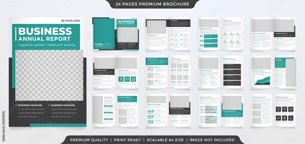 set of multipurpose bifold brochure template design with minimalist style and clean layout use for business profile and proposal