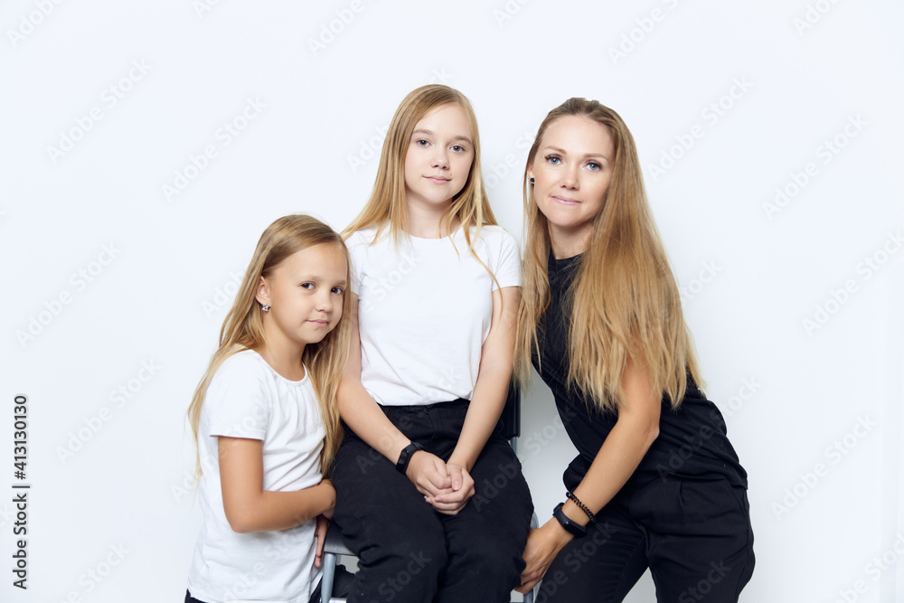 mom with two daughters family photo joy friendship mom with two daughters family photo joy friendship