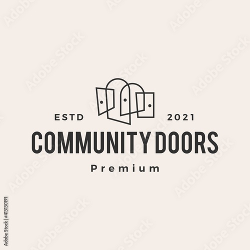 door team niche community hipster vintage logo vector icon illustration