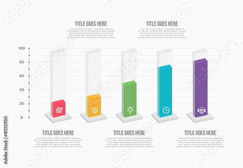 Five Columns Bar Chart Slide Business Data Percentage Creative Infographic