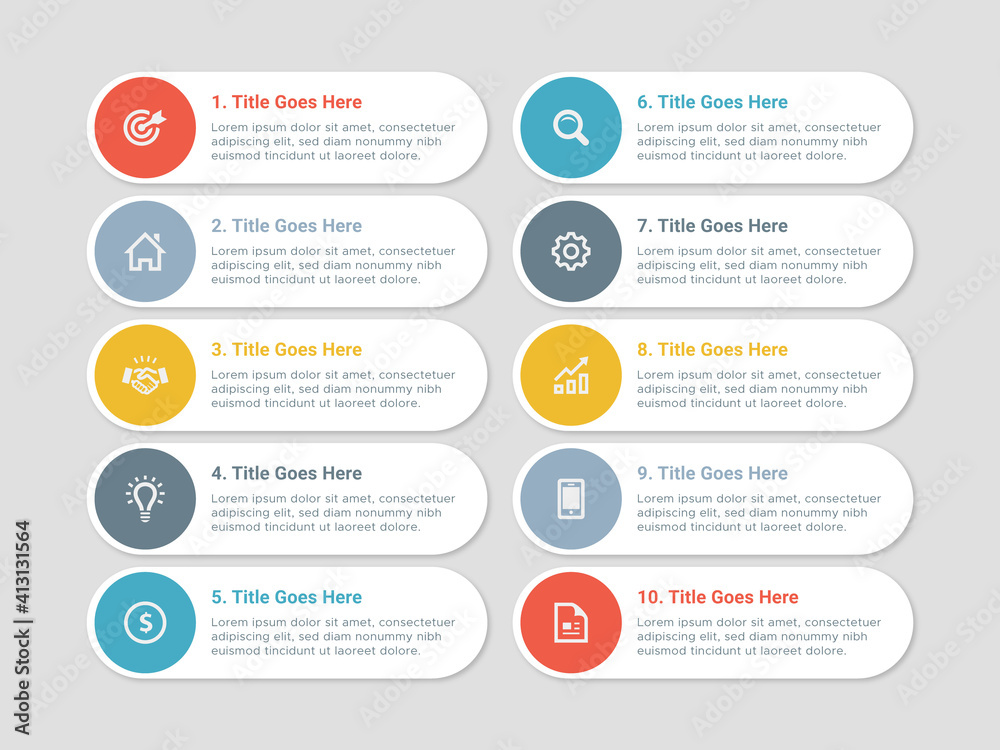 Simple and Clean Presentation Business Infographic Design Template with 10 Bar of Options Simple and Clean Presentation Business Infographic Design Template with 10 Bar of Options