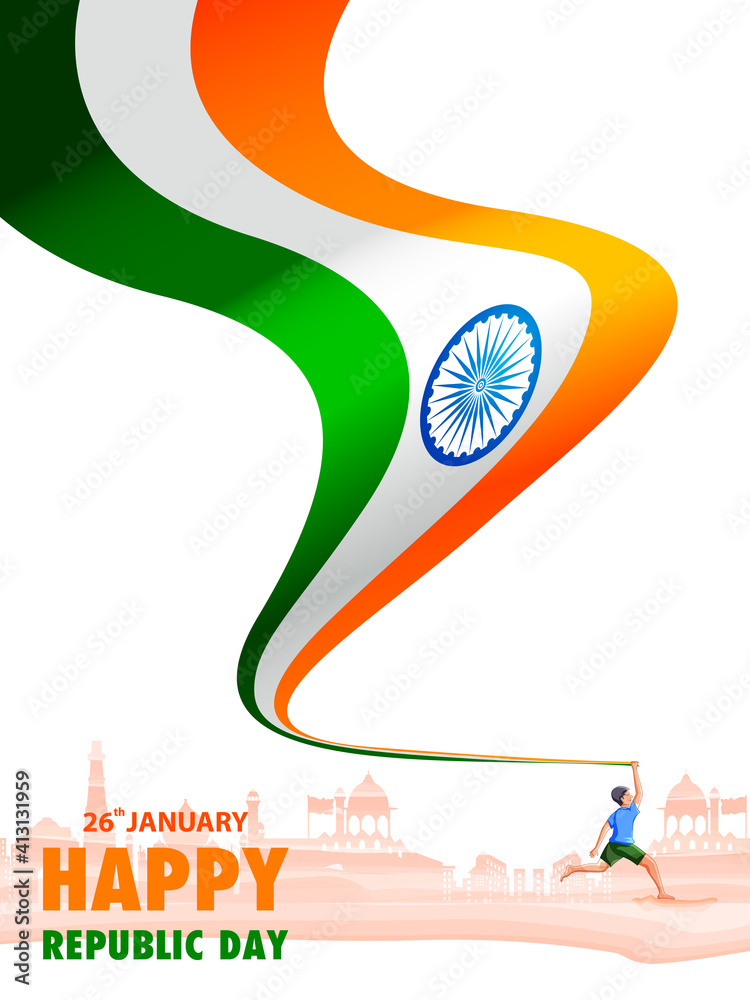 Φωτογραφία vector illustration of Happy Republic Day of India tricolor Sale and Promotion b