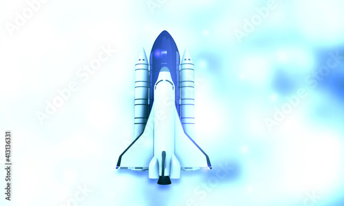 Space shuttle on isolated background. 3d illustration..