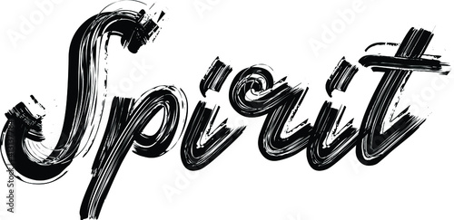 Spirit Brush Hand written font drawn phrase Black Text decorative Typography script letter on the White background for sayings