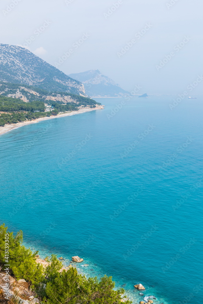 seascape on the Mediterranean coast in Antalya near Beldibi, Turkey