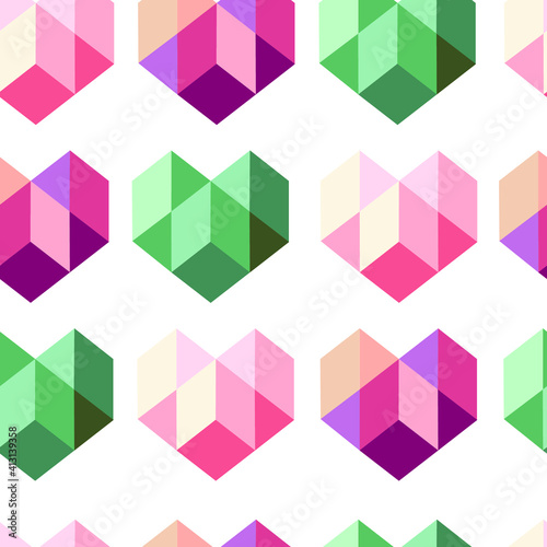 seamless geometric abstract pattern with hearts