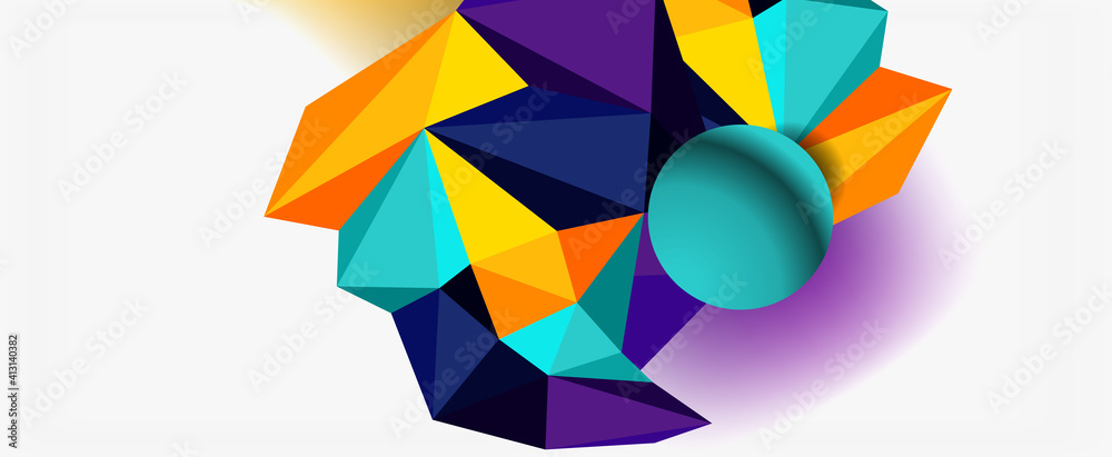 Trendy 3d geometric composition, design template for business or technology presentation, internet poster or web brochure cover Trendy 3d geometric composition, design template for business or technology presentation, internet poster or web brochure cover