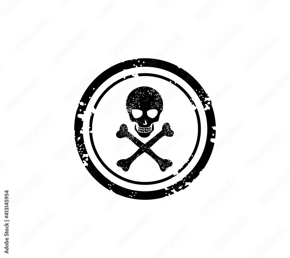 Fototapeta premium skull stamp vector isolated on white