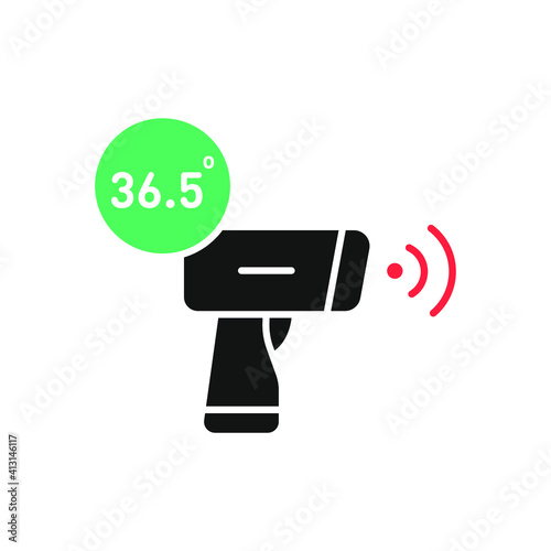 Digital thermometer icon with screen 
which show temperature vector sign 