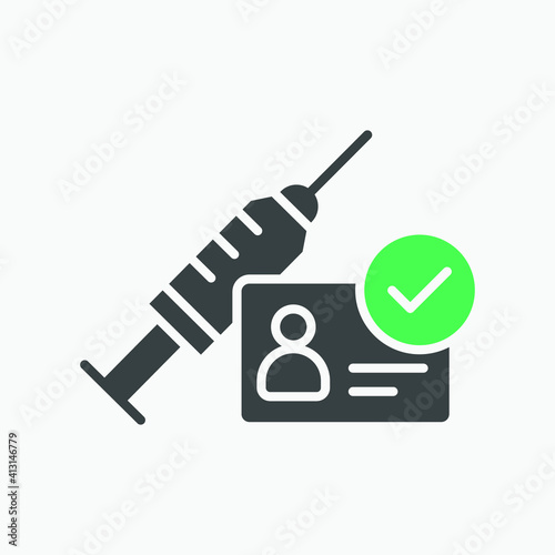 Vaccination certificate vector icon. Isolated vaccine passport sign design