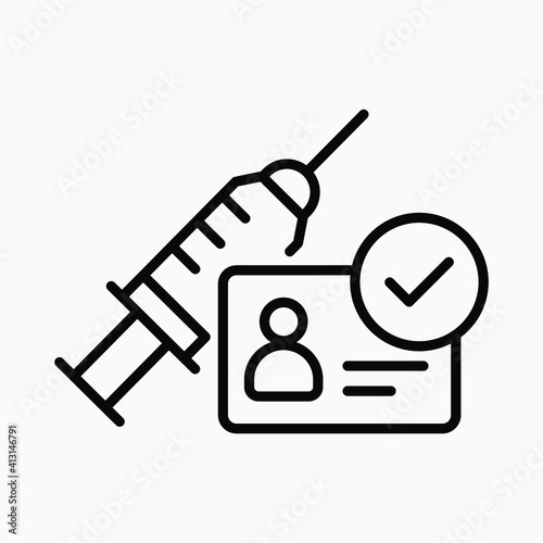 Vaccination certificate vector icon. Isolated vaccine passport sign design