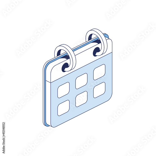 Calendar. Vector 3d line isometric, color web icons, new flat style. Creative illustration, idea for infographics.