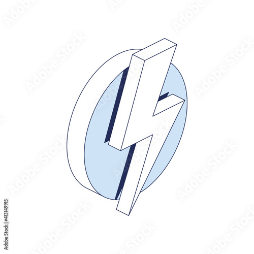 Lightning. Vector 3d line isometric, color web icons, new flat style. Creative illustration, design idea for infographics.
