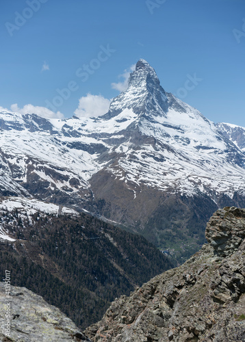 a spring morning view of the matterhorn mountain from near zermatt © chris