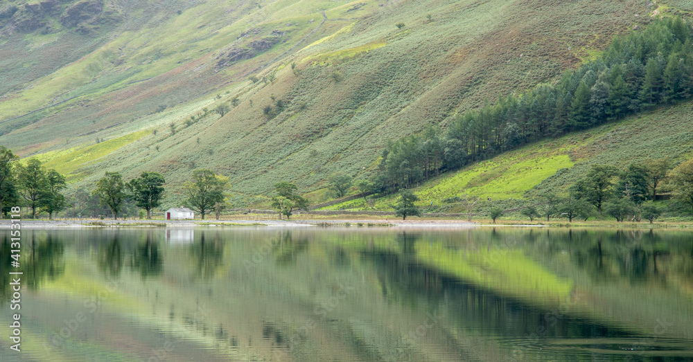 Mirrored reflection on Buttermere in the Lake District 2231
