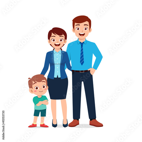 cute little boy with mom and dad together