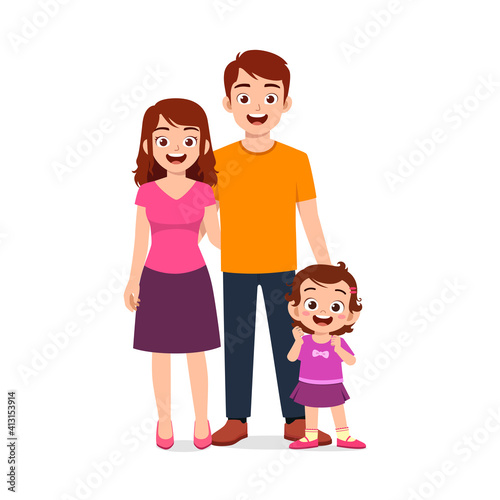 cute little girl with mom and dad together