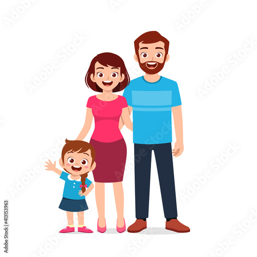cute little girl with mom and dad together