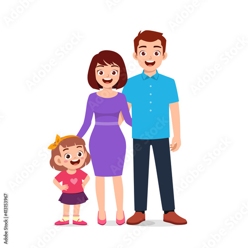 cute little girl with mom and dad together