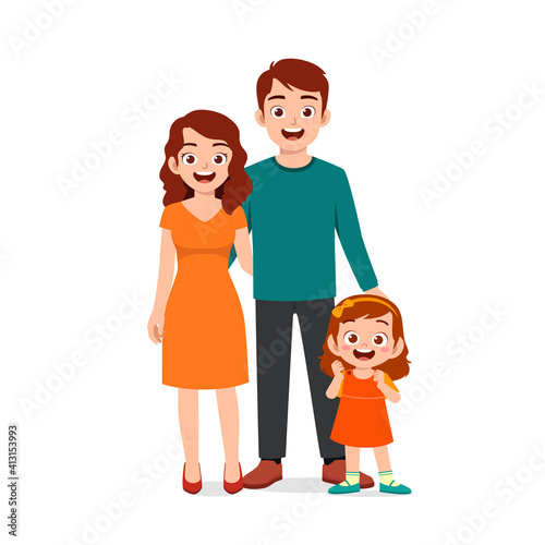 cute little girl with mom and dad together