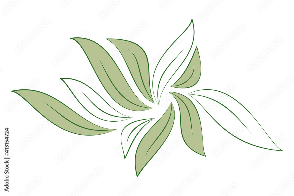 Green and white leaves isolated on white background for designs eco card. Vector illustration. Green and white leaves isolated on white background for designs eco card. Vector illustration.