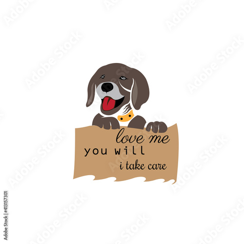 dog poster illustration, clip art, quote, vector design
