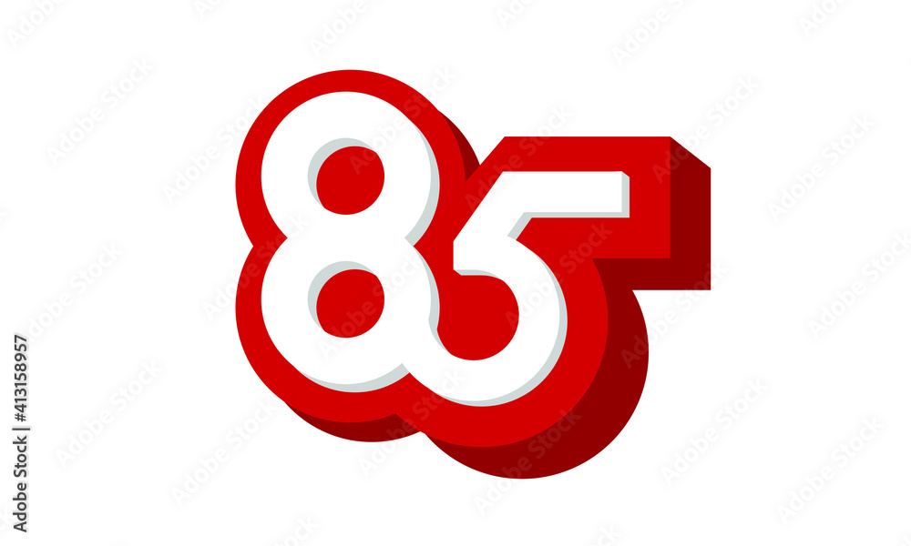 3D Number 85 Red Modern Cool Logo 3D Number 85 Red Modern Cool Logo
