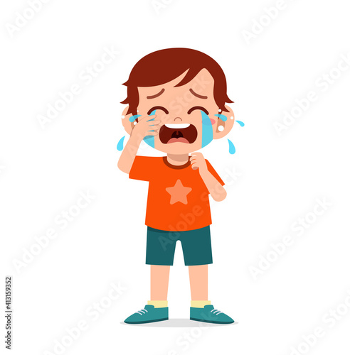 cute little boy with crying and tantrum expression
