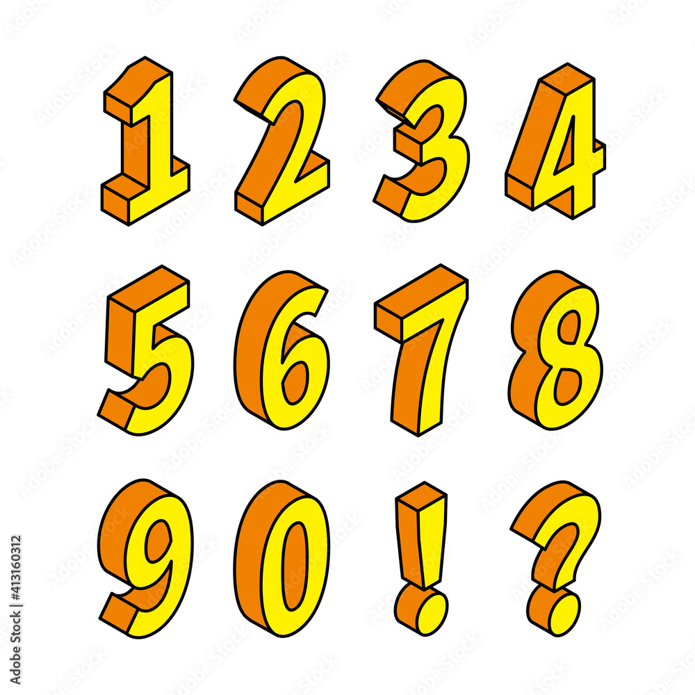 Isometric Numbers Number Number 3d Colorful