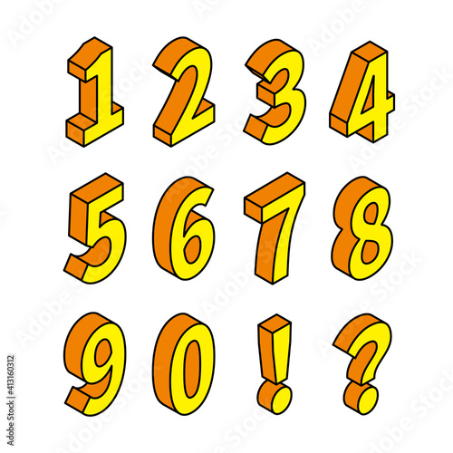 Isometric Numbers Number Number 3d Colorful
