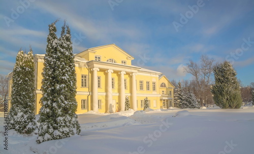 An old Russian noble estate in winter Moscow